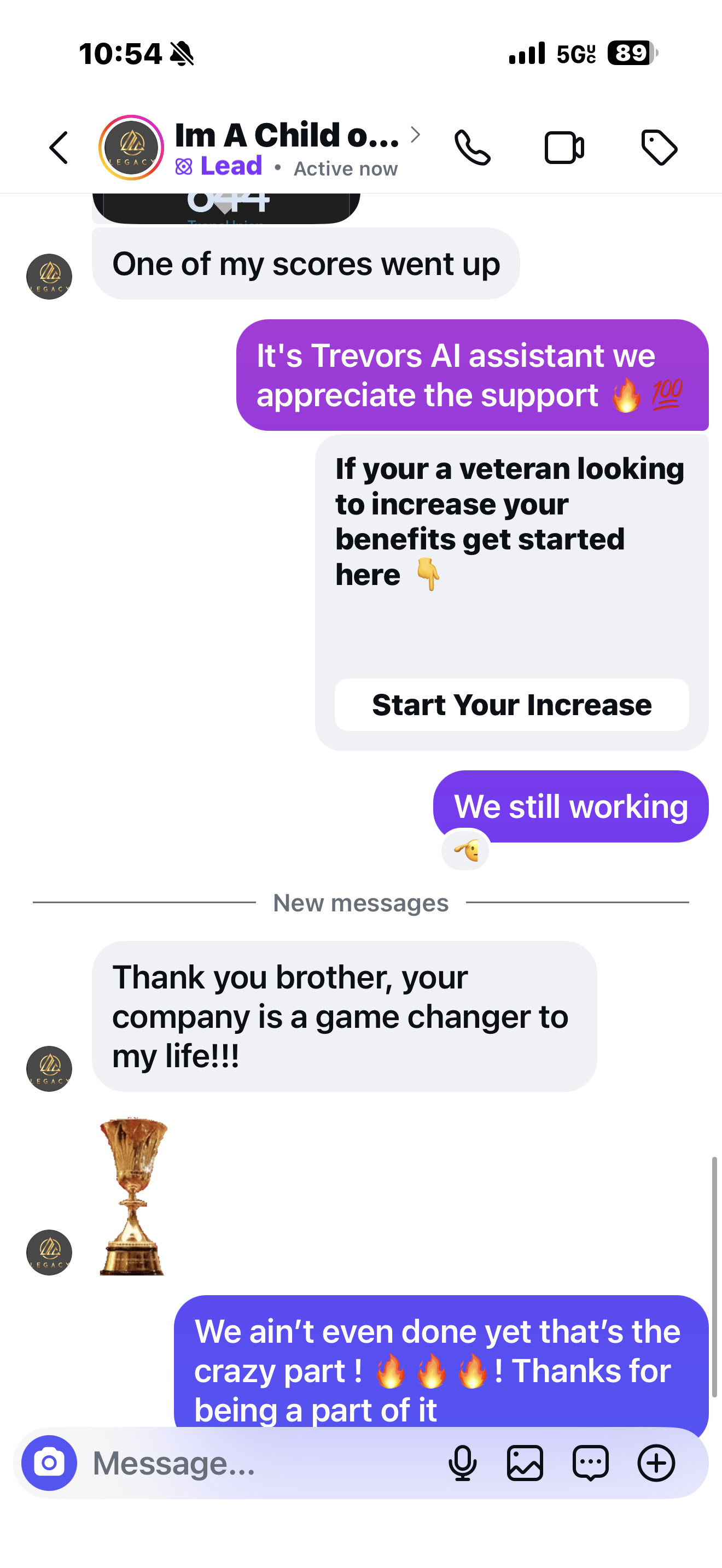 Veteran testimonial screenshot